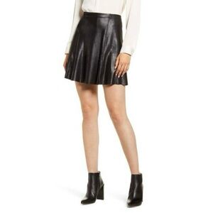 Spanx Black Faux Leather Skater Mini Skirt